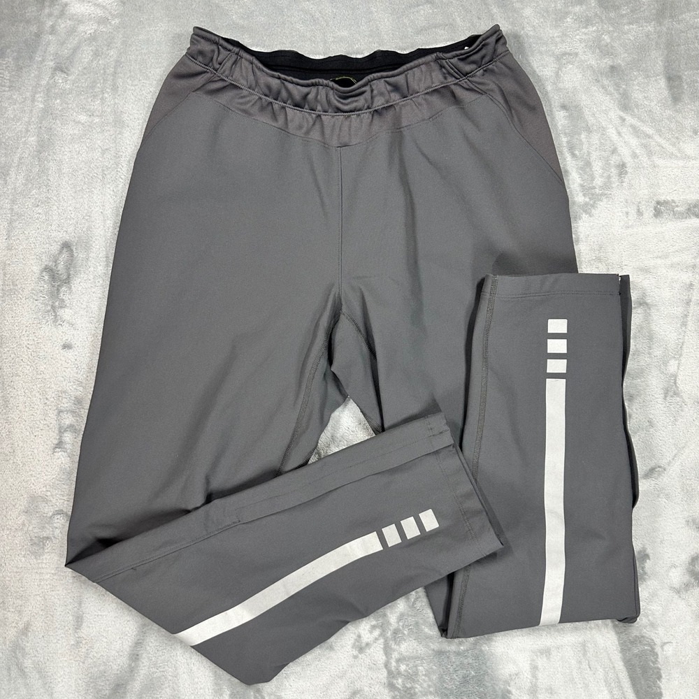 Novara Mens Gray Reflective Cycling Pants Ankle Zip Stretch Bike Trousers 102060